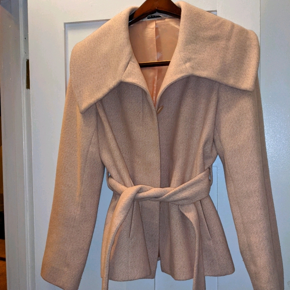 Marks & Spencer Women's Pale Pink Belted Wool Coat